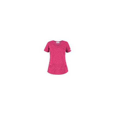 UA Forever Hearts Fuchsia Print Scrub Top