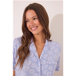 Pijama camisero azul Capri viscosa