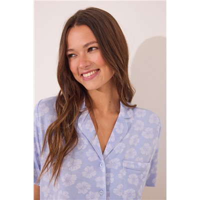 Pijama camisero azul Capri viscosa
