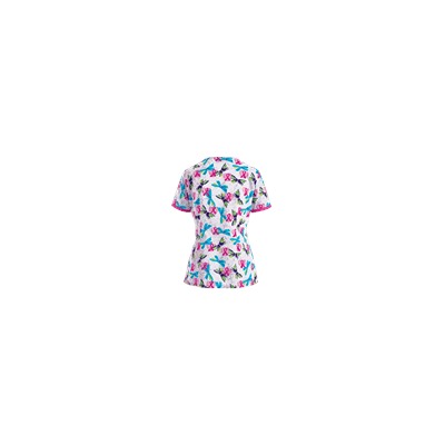 Cherokee Scrubs Flying Hearts V-Neck Print Top