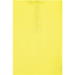 Kız Çocuk Neon Sarı Basic Polo Yaka Tişört