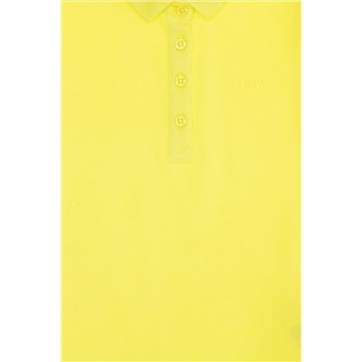Kız Çocuk Neon Sarı Basic Polo Yaka Tişört
