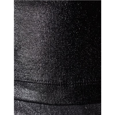 Топ с закрытым декольте из хлопка с эластаном в рубчик с матовым покрытием металлик