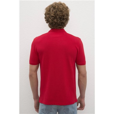 Erkek Kırmızı Polo Yaka Basic T-Shirt
