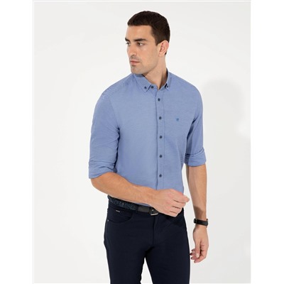 Lacivert Slim Fit Oxford Gömlek