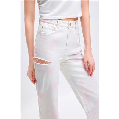 Vaquero recto tie-dye Blanco