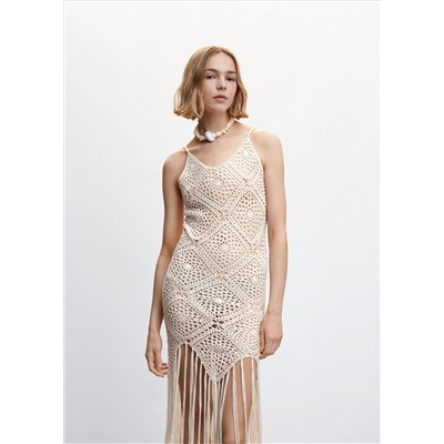 Vestido crochet flecos
