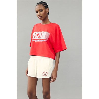 CROPPED T-SHIRT WITH SLOGAN