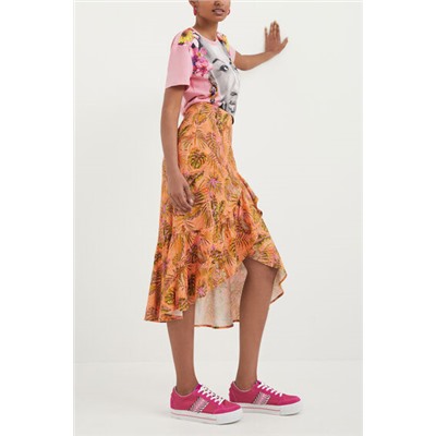 Falda de volantes tropical