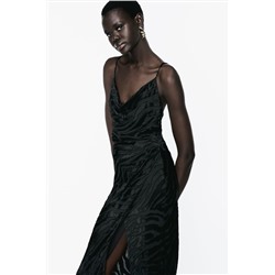 ANIMAL JACQUARD MIDI SLIP DRESS