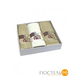 Набор полотенец Карвен "KARELI CICEK" махра 50*90(2)/70*140 HS1635 v1 крем/бежевый