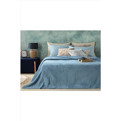 English Home Melange Pamuklu King Size Battaniye 220x240 Cm Lacivert- Mavi TYC00680726776
