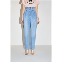 Vaquero mom fit de tiro alto Azul