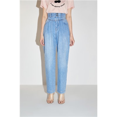 Vaquero mom fit de tiro alto Azul