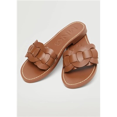 Sandalia trenzada piel -  Mujer | MANGO OUTLET Melilla