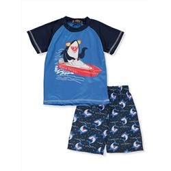 CONEY ISLAND BABY BOYS' 2-PIECE SHARK RASH GUARD SWIM SET