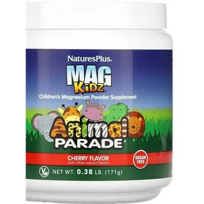 Animal Parade, Mag Kidz, добавка с магнием в виде порошка для детей, вкус вишни, 171 г