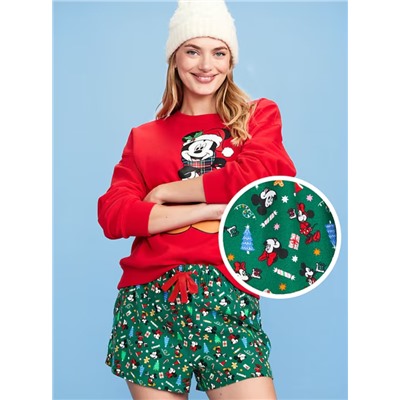 Old Navy x Disney Mickey Mouse & Friends Printed Flannel Boxer Shorts for Women