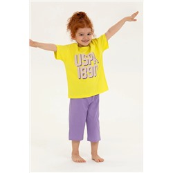 Kız Çocuk Neon Sarı Pijama Takımı
