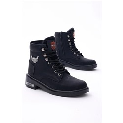 Tonny Black Unisex Siyah Rahat Kalıp Yanı Fermuarlı Bağcıklı Bot TBBTHN1173
