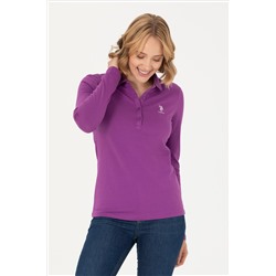 Kadın Violet Polo Yaka Basic Sweatshirt