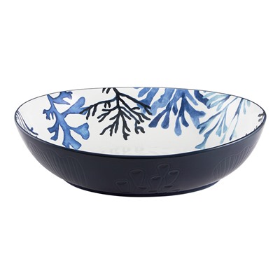Салатник, 32х26 см, 3 л, керамика К, белый, овальный, Синие кораллы, Blue Coral, 63291