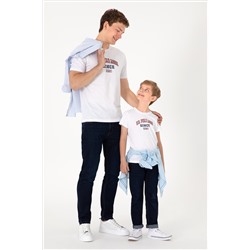 Erkek Çocuk Beyaz Bisiklet Yaka Tişört