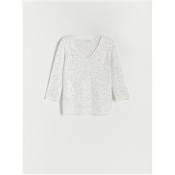 Bluse aus Jersey mit Pailletten