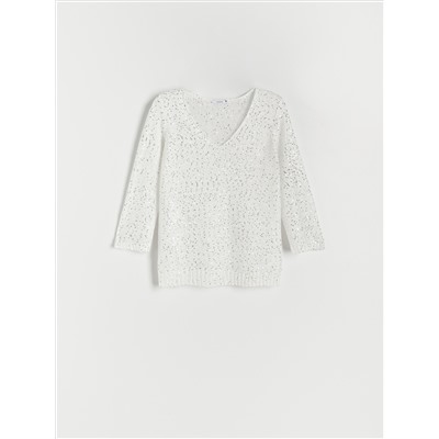 Bluse aus Jersey mit Pailletten