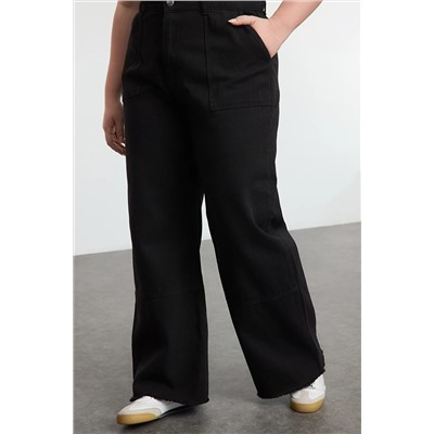 Siyah Yüksek Bel Geniş Paça Büyük Beden Wide Leg Jeans TBBAW25CJ00001