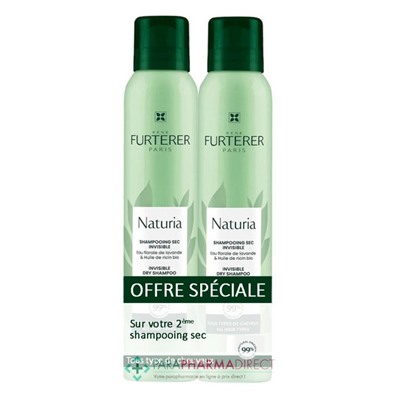 René Furterer Naturia Shampooing Sec Invisible BIO 2x200mlLot  × 2