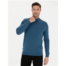 Kobalt Mavi Slim Fit Basic Kazak