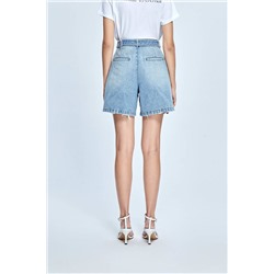 Short vaquero de tiro alto Azul