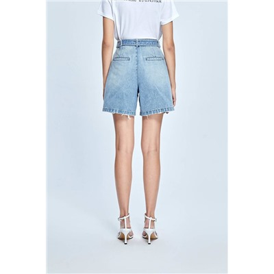 Short vaquero de tiro alto Azul