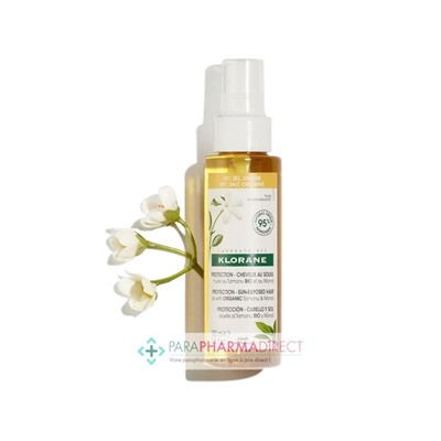 Klorane Tiaré - Protection Cheveux au Soleil - Huile au Tamanu BIO & Monoï 100 ml