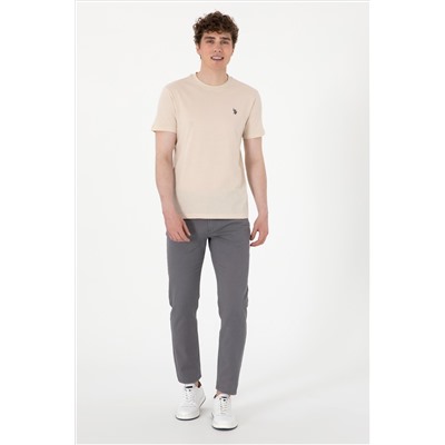 Erkek Regular Fit Bisiklet Yaka Taş Basic Tişört