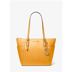 Charlotte Large Saffiano Leather Top-Zip Tote Bag