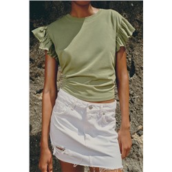COTTON T-SHIRT WITH RUFFLES