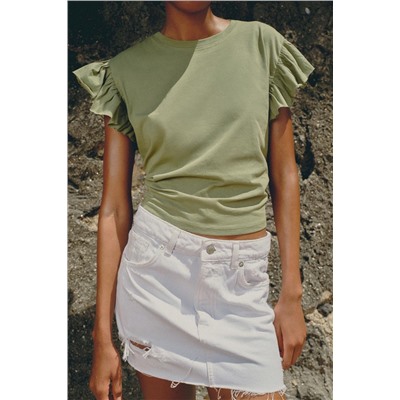 COTTON T-SHIRT WITH RUFFLES