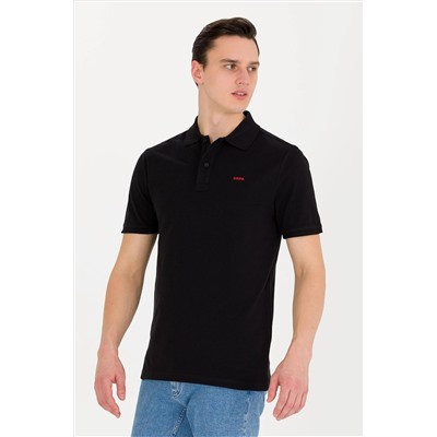 Erkek Siyah Basic Polo Yaka Tişört
