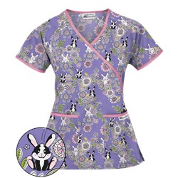 UA Hippity Hop Dark Lilac Mock Wrap Scrub Top