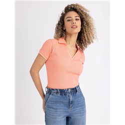 TIPPED SPLIT NECK RIBBED POLO SHIRT