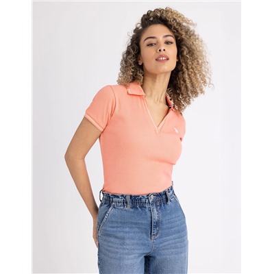 TIPPED SPLIT NECK RIBBED POLO SHIRT