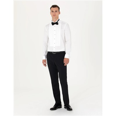 Beyaz Slim Fit Smokin Gömlek