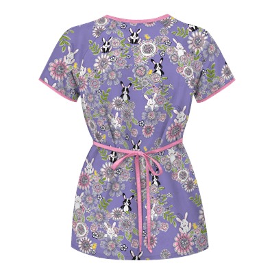 UA Hippity Hop Dark Lilac Mock Wrap Scrub Top