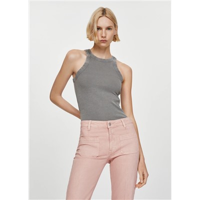 Jeans flare crop bolsillos