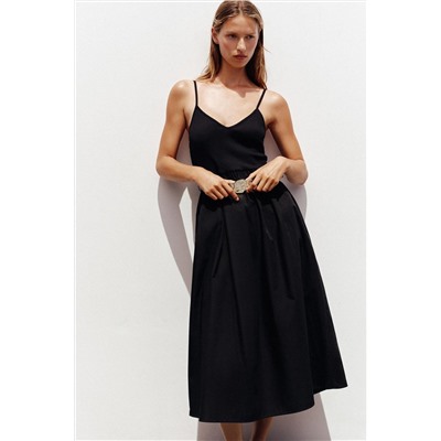 CONTRAST MIDI DRESS WITH BELT