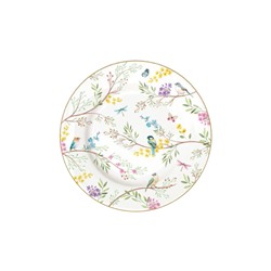 Тарелка закусочная, 19 см, фарфор P, белая, Цветы и птицы, Birds Melody, 62834
