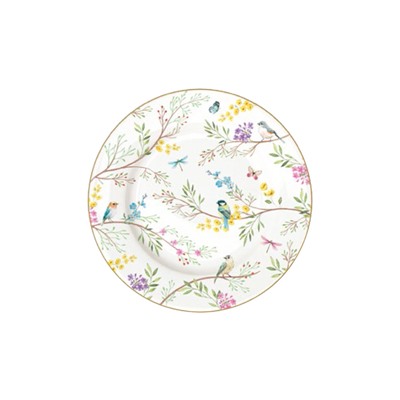 Тарелка закусочная, 19 см, фарфор P, белая, Цветы и птицы, Birds Melody, 62834