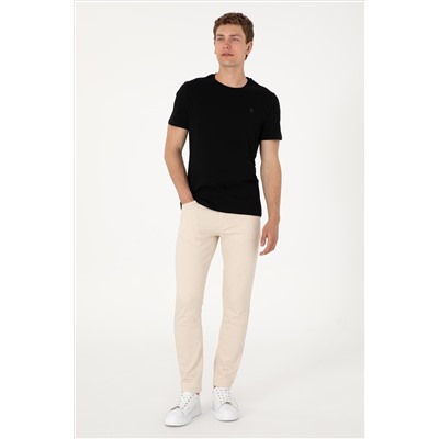 Erkek Regular Fit Bisiklet Yaka Siyah Basic Tişört